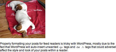 The text doesn't wrap the image, but at least the spacing is even and uninterrupted Proper image display in Google Reader