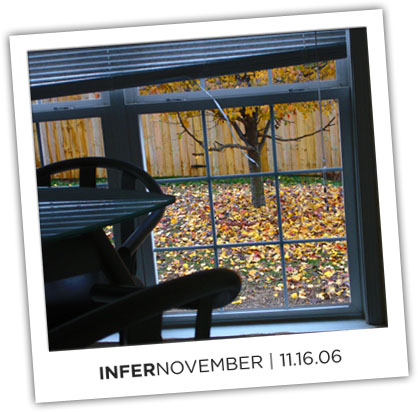 InferNovember, a montage of yellow leaves on the ground during a rainy day at Pearsonified