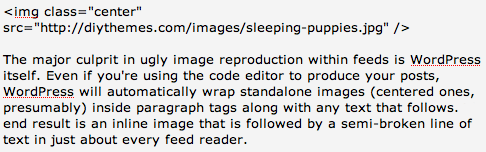 Proper image reference for feed readers WordPress post entry field