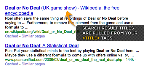 This is why your title tags are so important! Search engine results page
