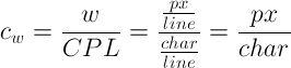 Average character width equation